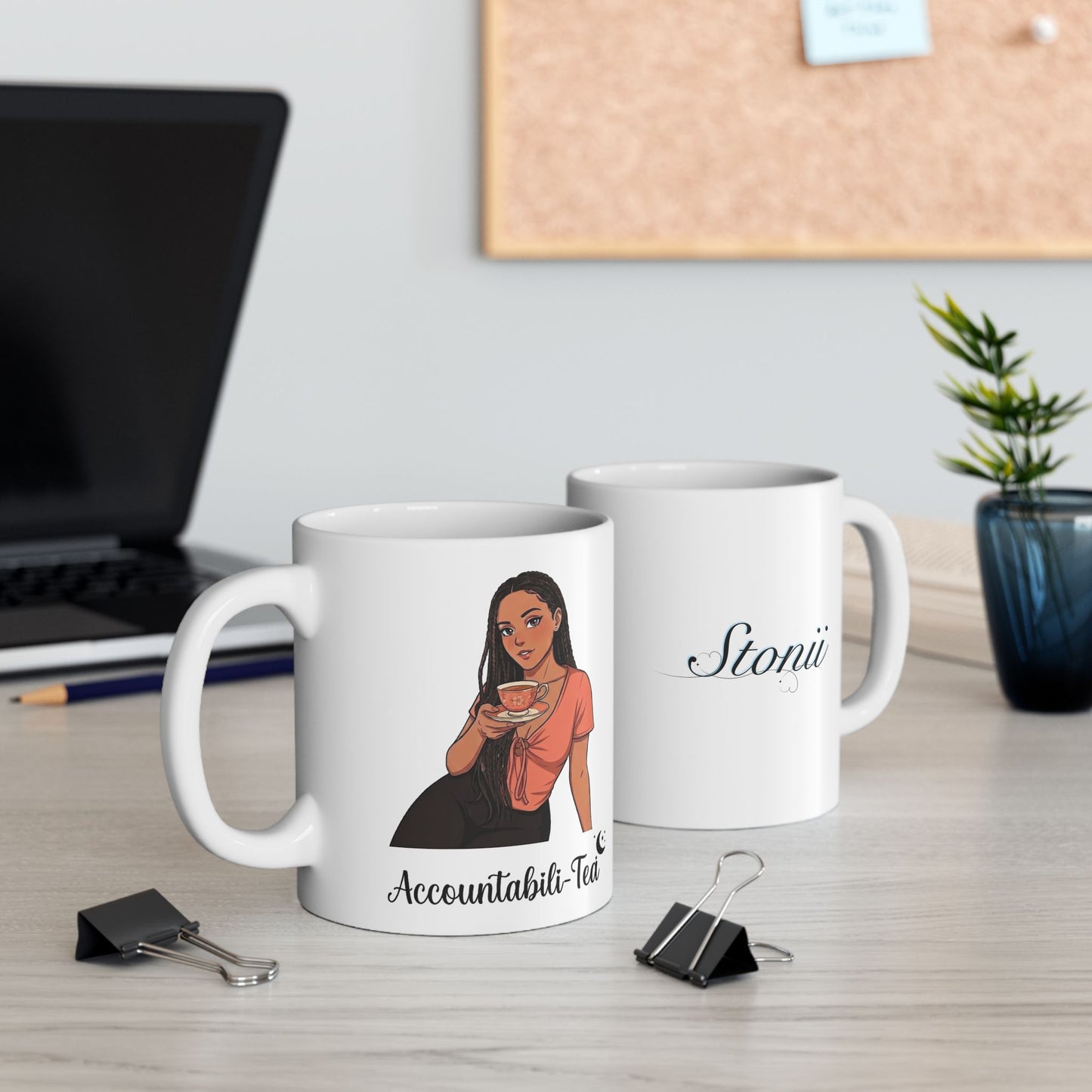 Stonii - Accountabili-tea Ceramic Mug | White | 11oz, 15oz