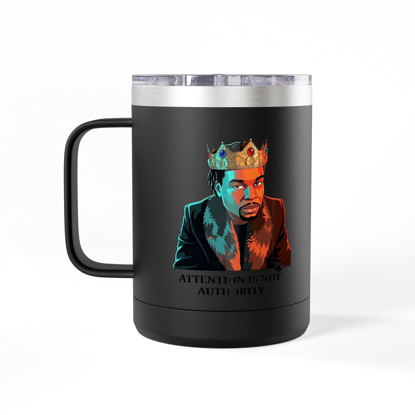 King Don 15oz Insulated Coffee Tumbler Mug | White | Black