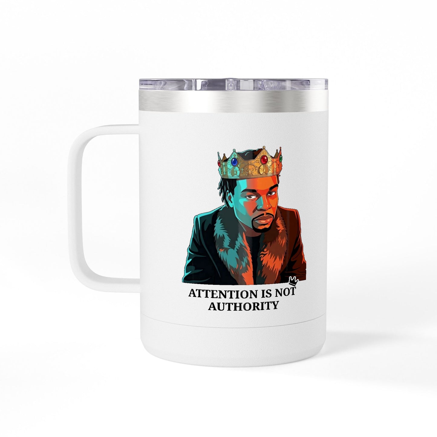 King Don 15oz Insulated Coffee Tumbler Mug | White | Black