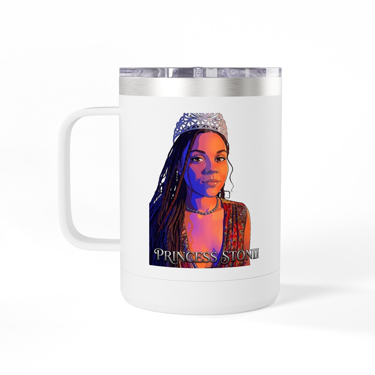 Princess Stonii 15oz Insulated Coffee Tumbler Mug | | White | Black