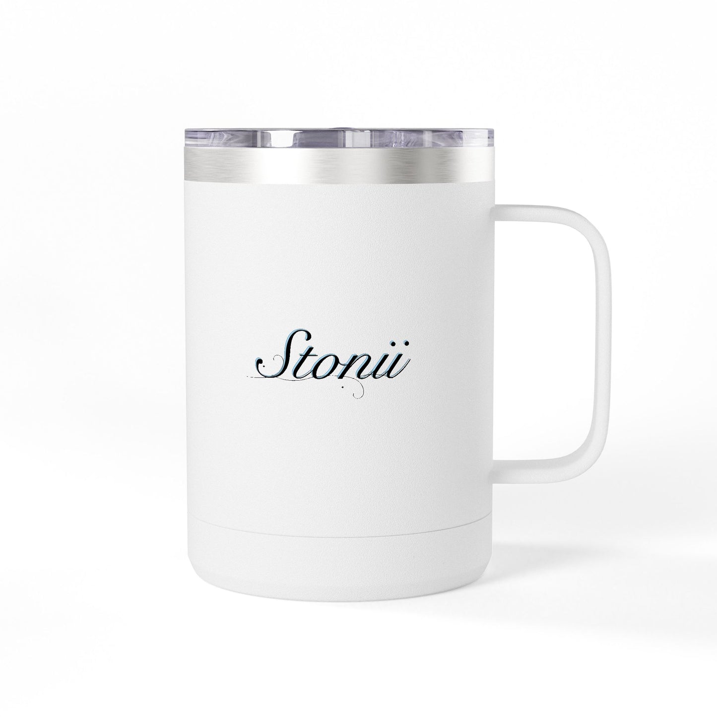 Clock It 15oz Insulated Coffee Tumbler Mug | White | Black